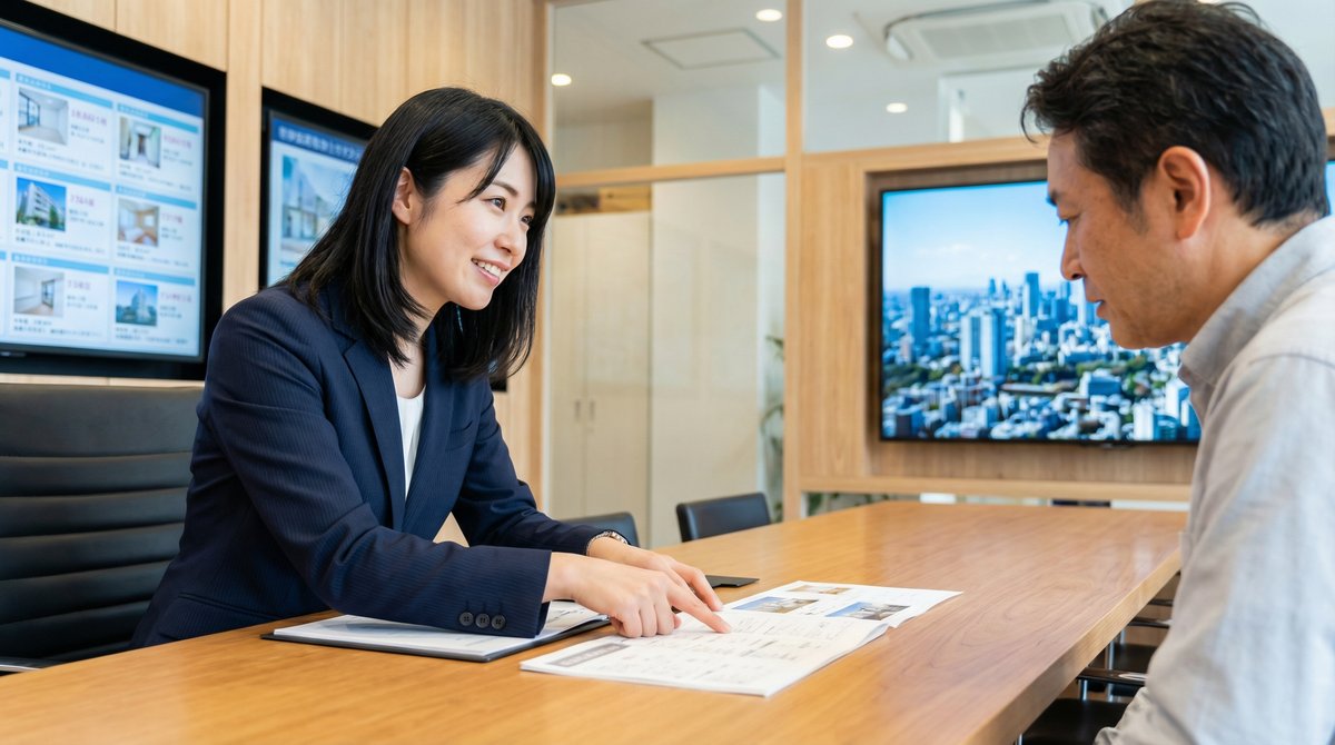 クライアントに提案する日本人女性業務員