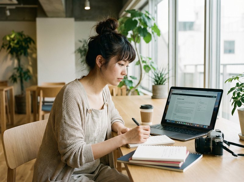 WEBサイト制作スタッフとして動務する日本人女性
