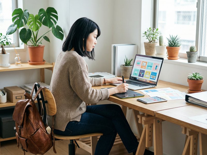 WEBデザイナーとして動務する日本人女性