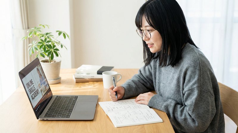 スキルアップ研修を受ける日本人女性