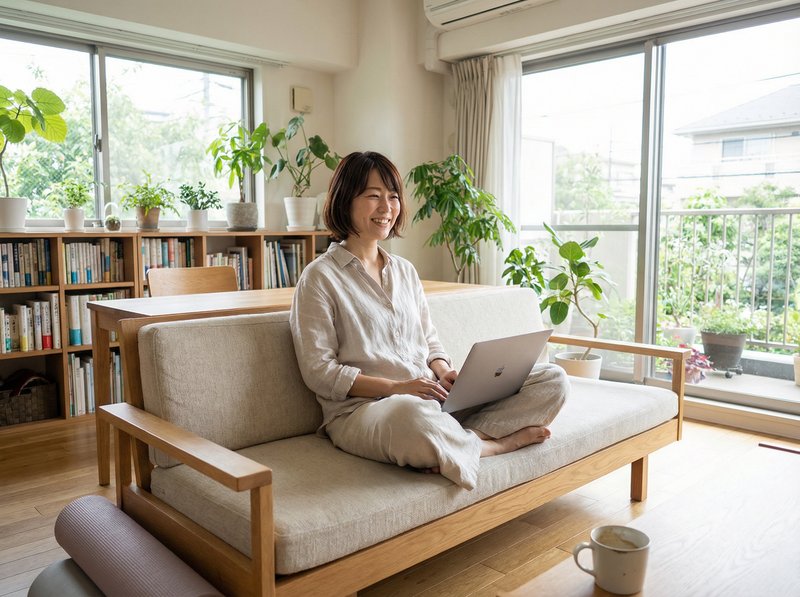 自由なライフスタイルで働く日本人女性